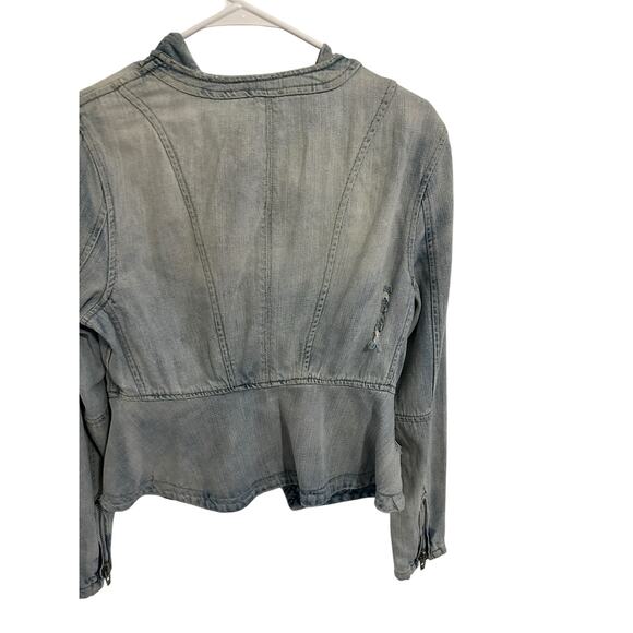 BLANK NYC Women's Small Blue Long Sleeve Zip Pocket Denim Zip Up Jacket - Picture 11 of 14